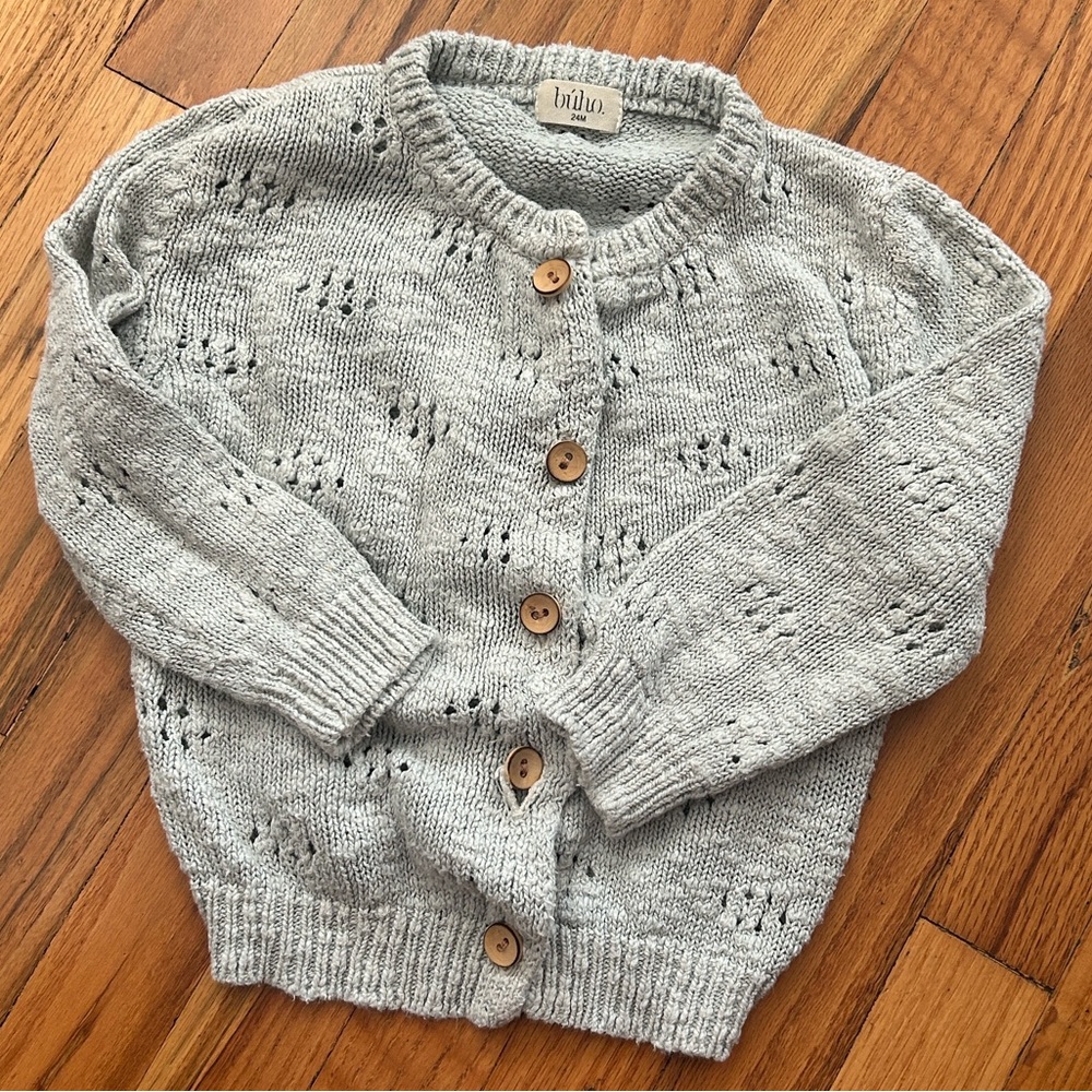 Gray Blue Knit Cardigan